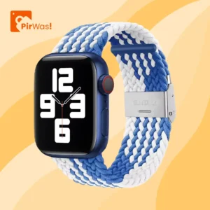 Correa Trenzada Elástica con Hebilla Diseño Azul/Blanco (42/44/45/49mm/L)